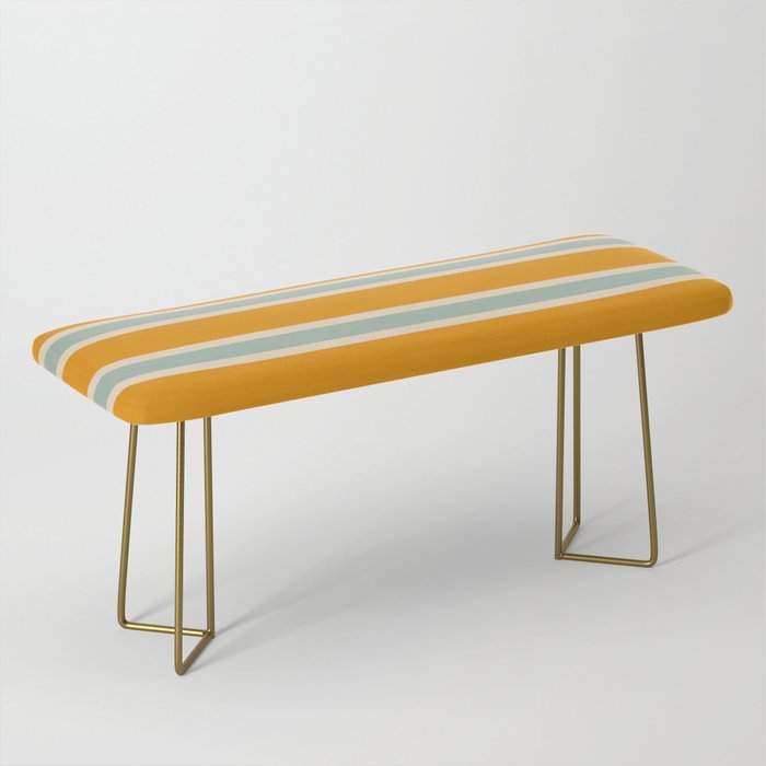 70s Style Mint Orange White Retro Stripes Pomona Bench