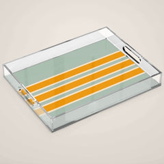 70s Style Mint Orange White Retro Stripes Pomona Acrylic Tray