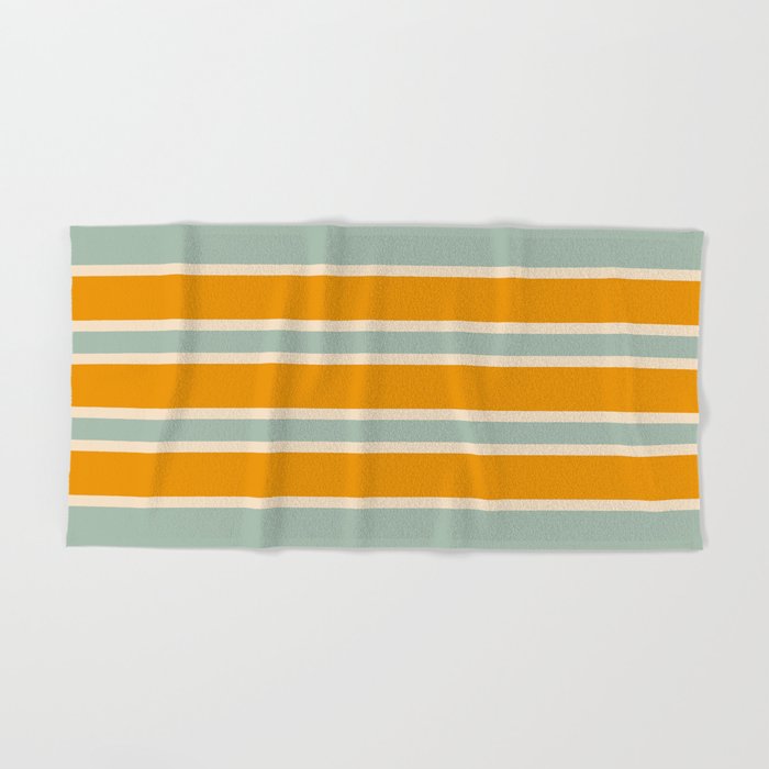 70s Style Mint Orange White Retro Stripes Pomona Bath Towel