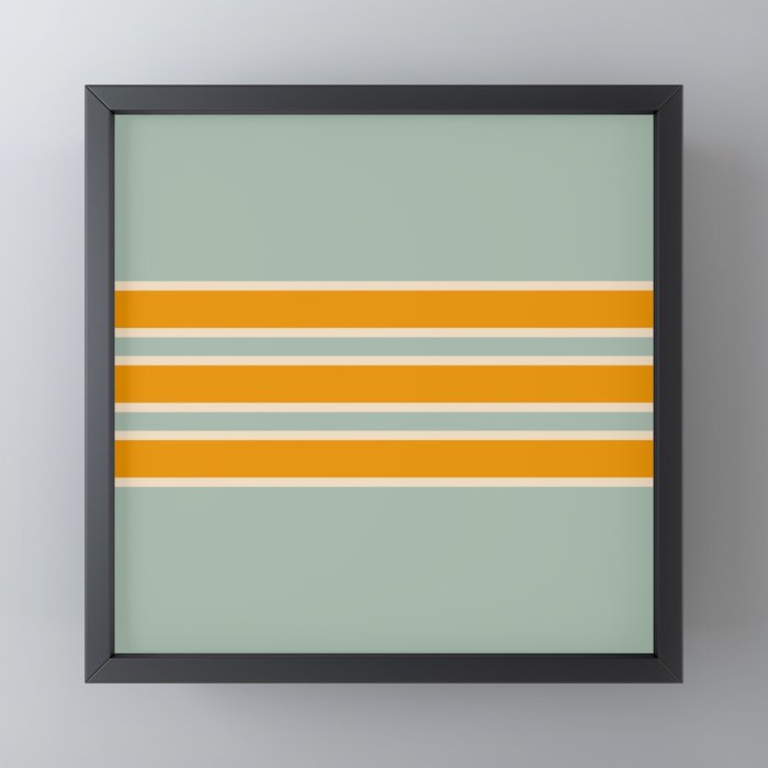 70s Style Mint Orange White Retro Stripes Pomona Mini Art Print