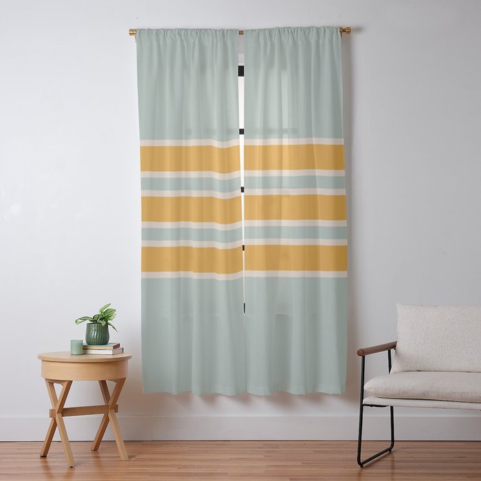 70s Style Mint Orange White Retro Stripes Pomona Window Curtain