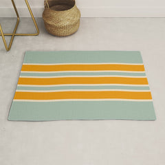 70s Style Mint Orange White Retro Stripes Pomona Rug