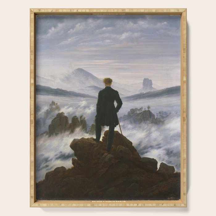 "Wanderer above the Sea of Fog" ("Der Wanderer ��ber dem Nebelmeer") by Caspar David Friedrich, circa 1817  Serving Tray
