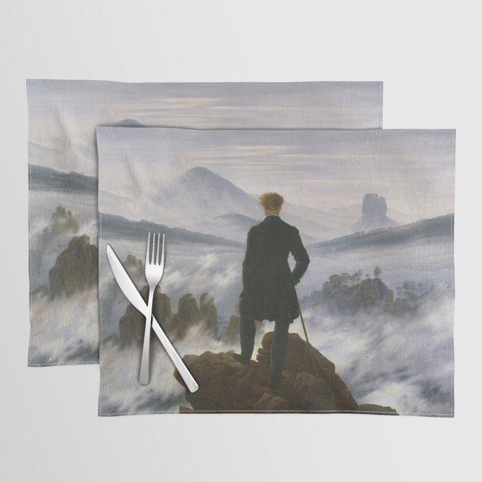 "Wanderer above the Sea of Fog" ("Der Wanderer ��ber dem Nebelmeer") by Caspar David Friedrich, circa 1817  Placemat