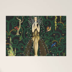 1921 Classical Masterpiece 'Flowers and Flames' by Kay Nielsen Welcome Mat