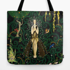 1921 Classical Masterpiece 'Flowers and Flames' by Kay Nielsen Tote Bag