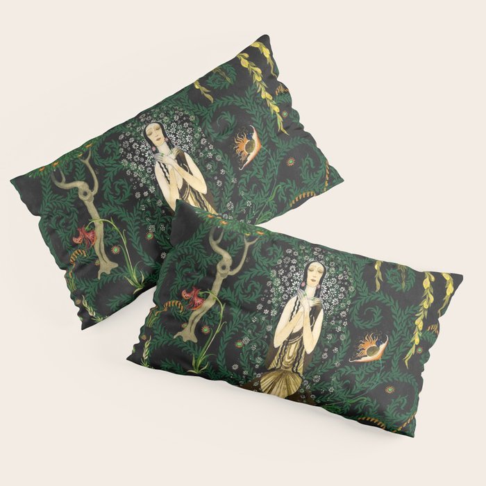 1921 Classical Masterpiece 'Flowers and Flames' by Kay Nielsen Pillow Sham