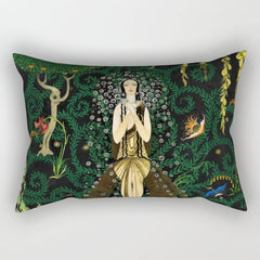 1921 Classical Masterpiece 'Flowers and Flames' by Kay Nielsen Rectangular Pillow