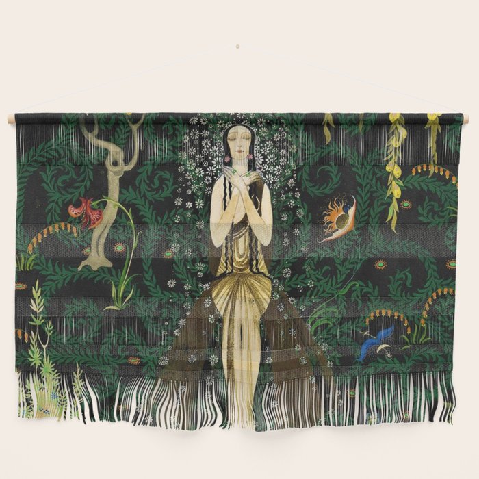 1921 Classical Masterpiece 'Flowers and Flames' by Kay Nielsen Wall Hanging