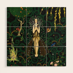 1921 Classical Masterpiece 'Flowers and Flames' by Kay Nielsen Wood Wall Art
