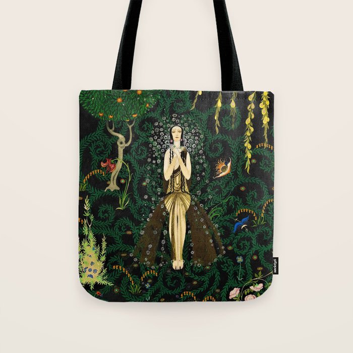 1921 Classical Masterpiece 'Flowers and Flames' by Kay Nielsen Tote Bag