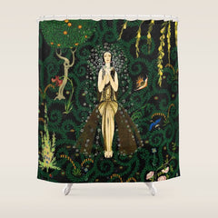 1921 Classical Masterpiece 'Flowers and Flames' by Kay Nielsen Shower Curtain