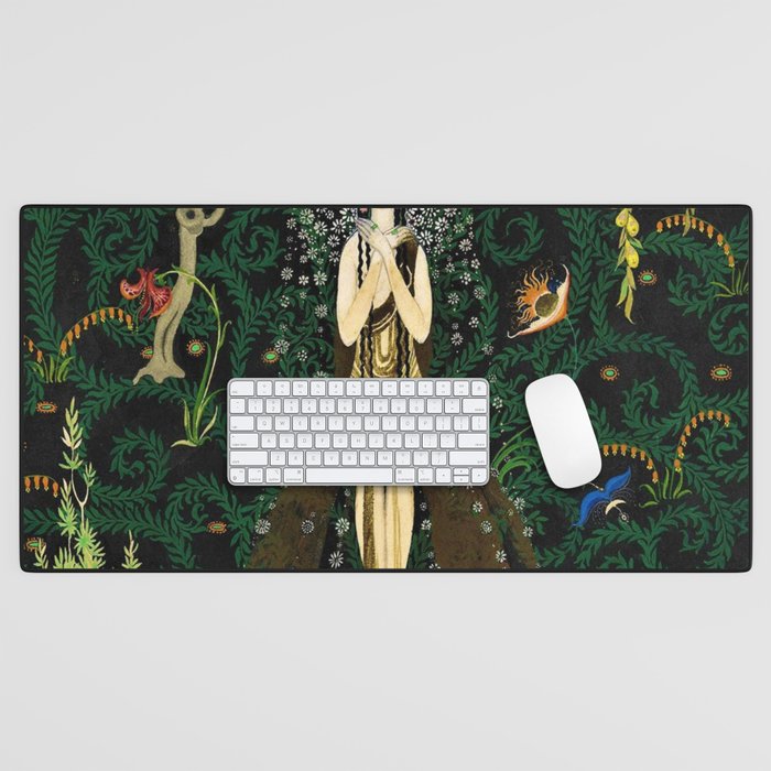 1921 Classical Masterpiece 'Flowers and Flames' by Kay Nielsen Desk Mat