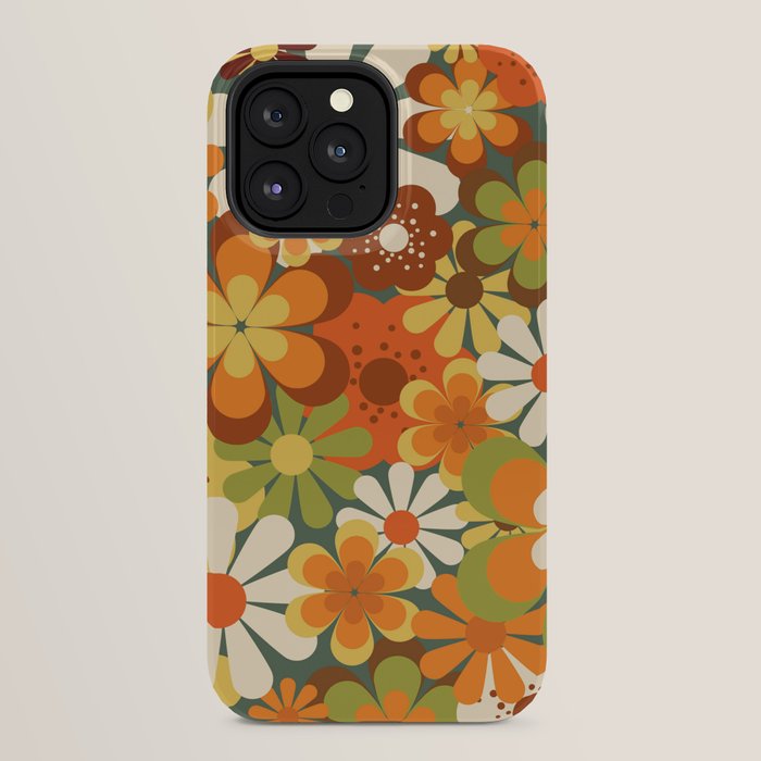 70's Retro Flowers Print iPhone Case