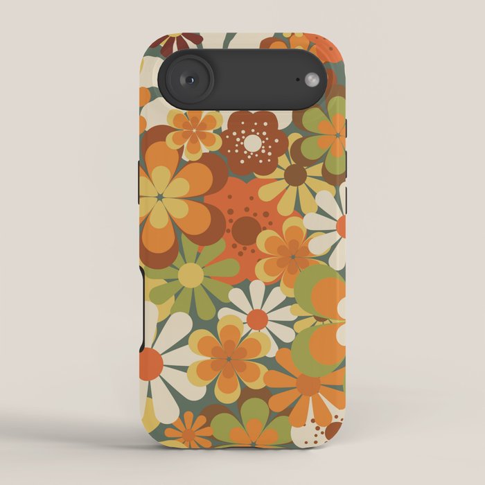 70's Retro Flowers Print iPhone Case