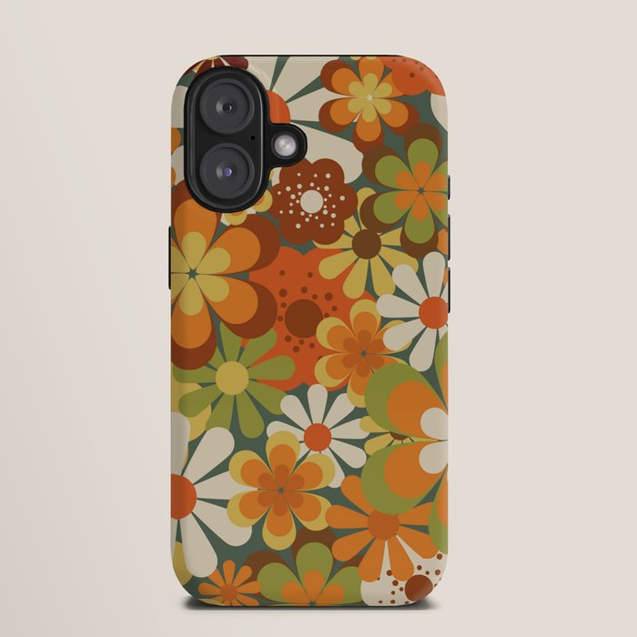 70's Retro Flowers Print iPhone Case