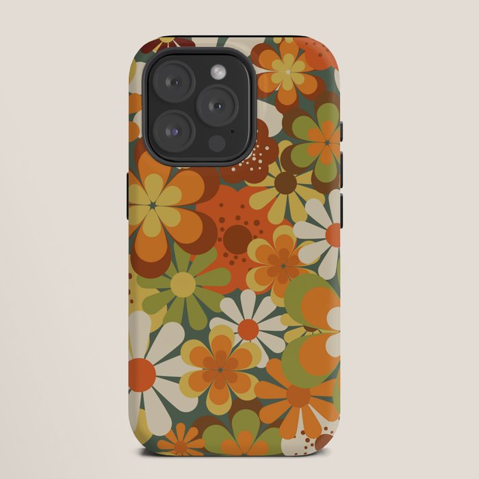 70's Retro Flowers Print iPhone Case