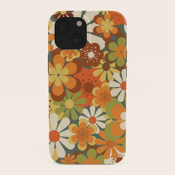 70's Retro Flowers Print iPhone Case