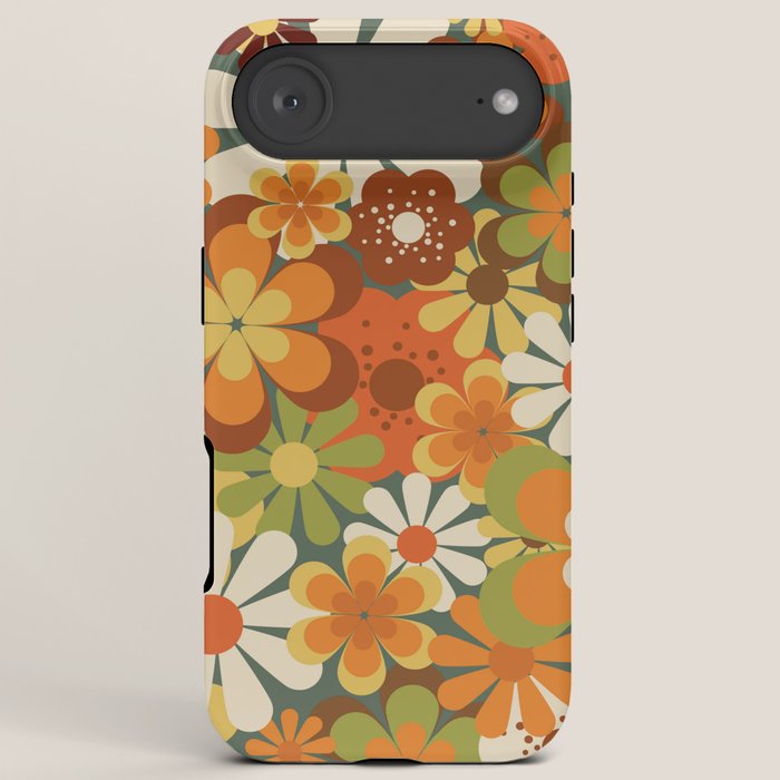 70's Retro Flowers Print iPhone Case
