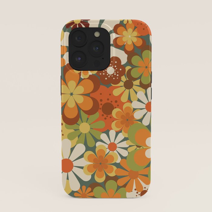 70's Retro Flowers Print iPhone Case