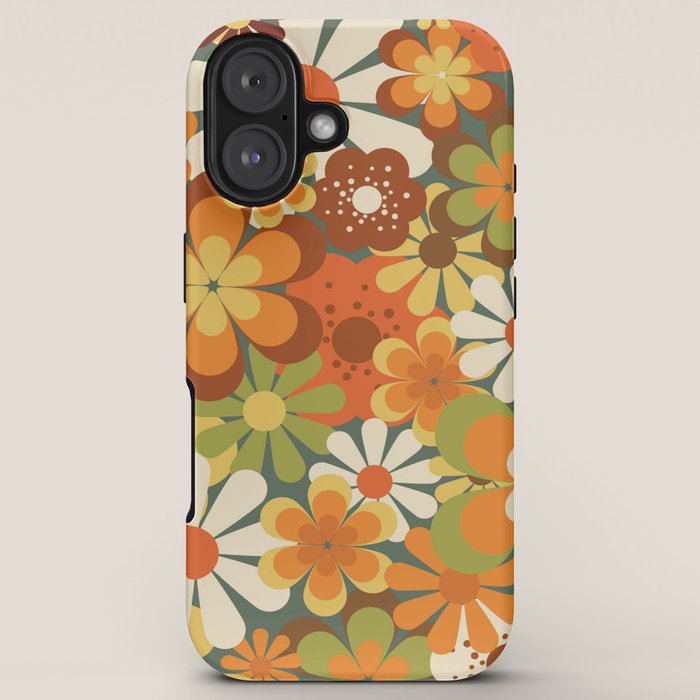 70's Retro Flowers Print iPhone Case