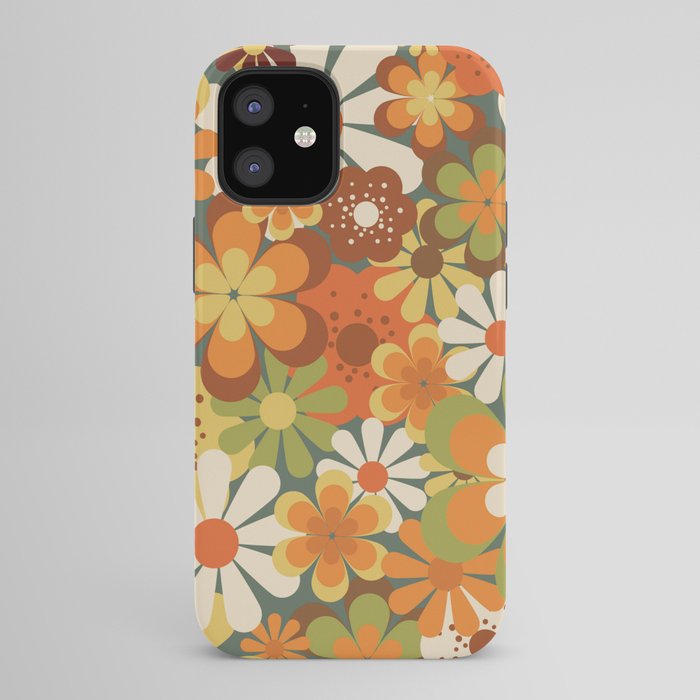 70's Retro Flowers Print iPhone Case