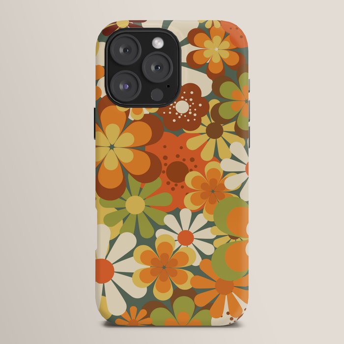 70's Retro Flowers Print iPhone Case