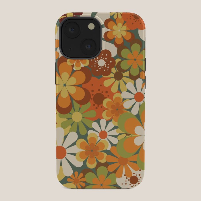 70's Retro Flowers Print iPhone Case