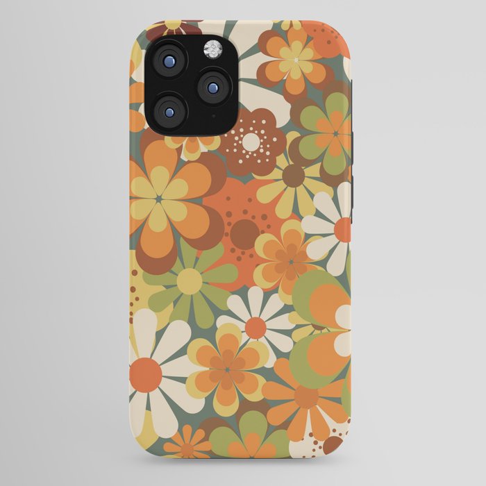 70's Retro Flowers Print iPhone Case