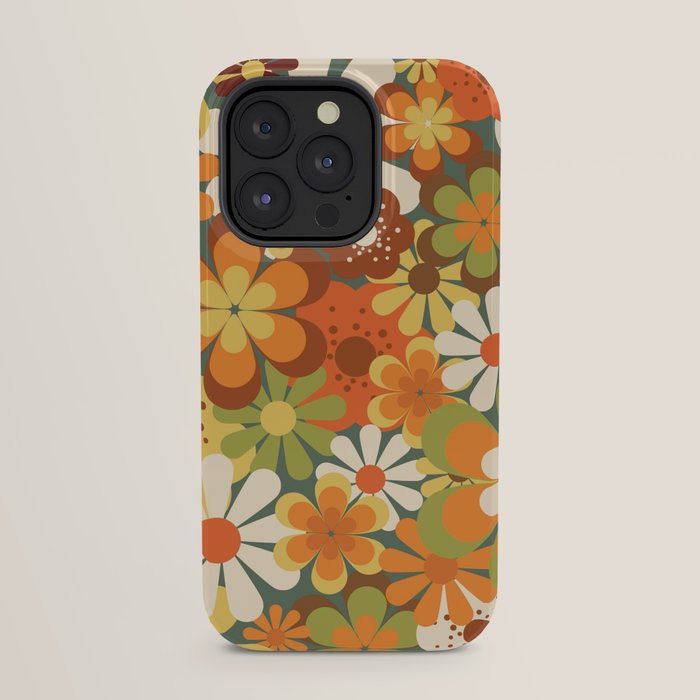70's Retro Flowers Print iPhone Case