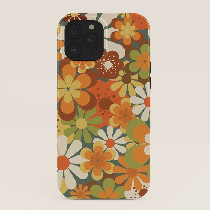 70's Retro Flowers Print iPhone Case