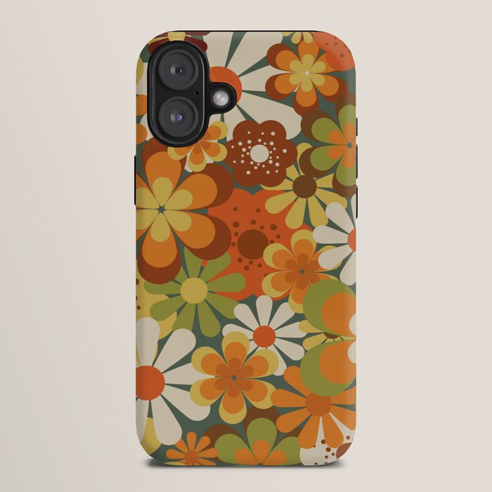 70's Retro Flowers Print iPhone Case
