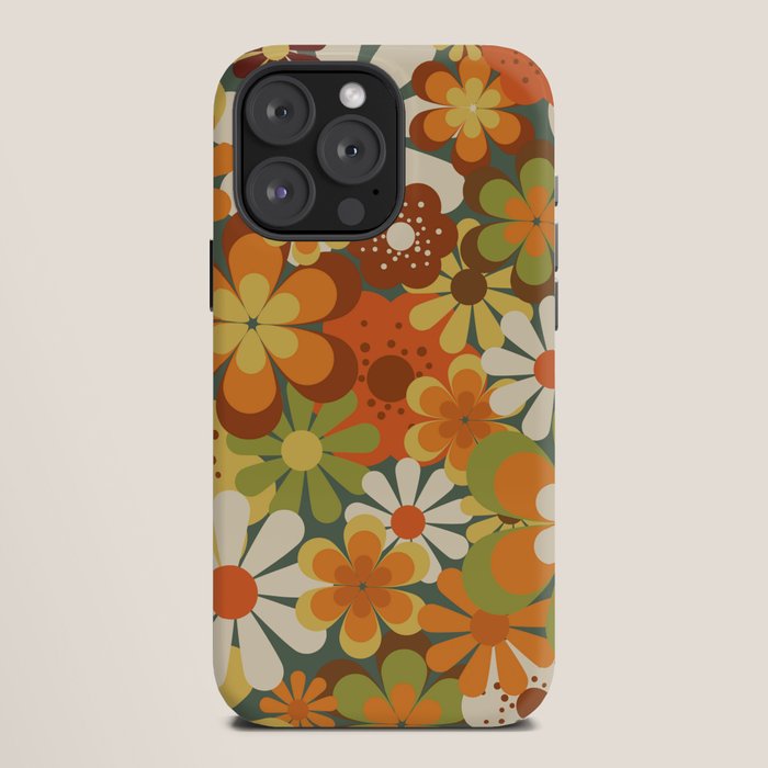 70's Retro Flowers Print iPhone Case