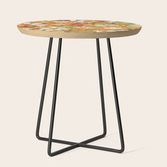 70's Retro Flowers Print Side Table