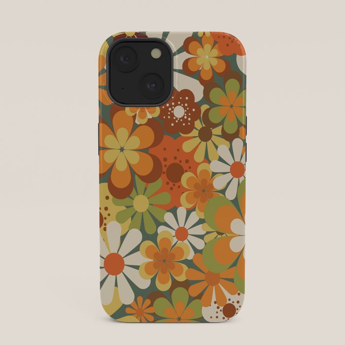 70's Retro Flowers Print iPhone Case