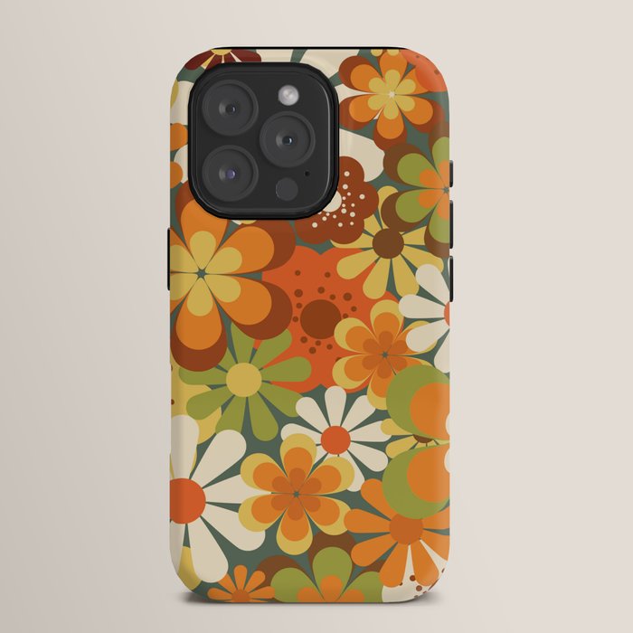 70's Retro Flowers Print iPhone Case