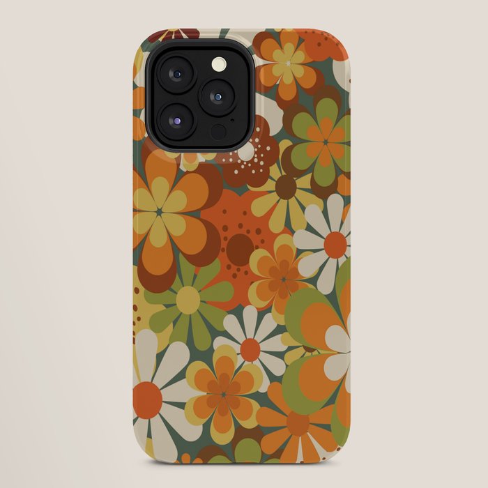70's Retro Flowers Print iPhone Case