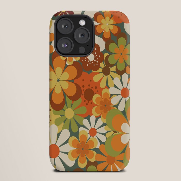 70's Retro Flowers Print iPhone Case
