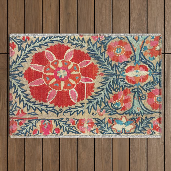 18th Century Suzani Fragment Print Outdoor Rug