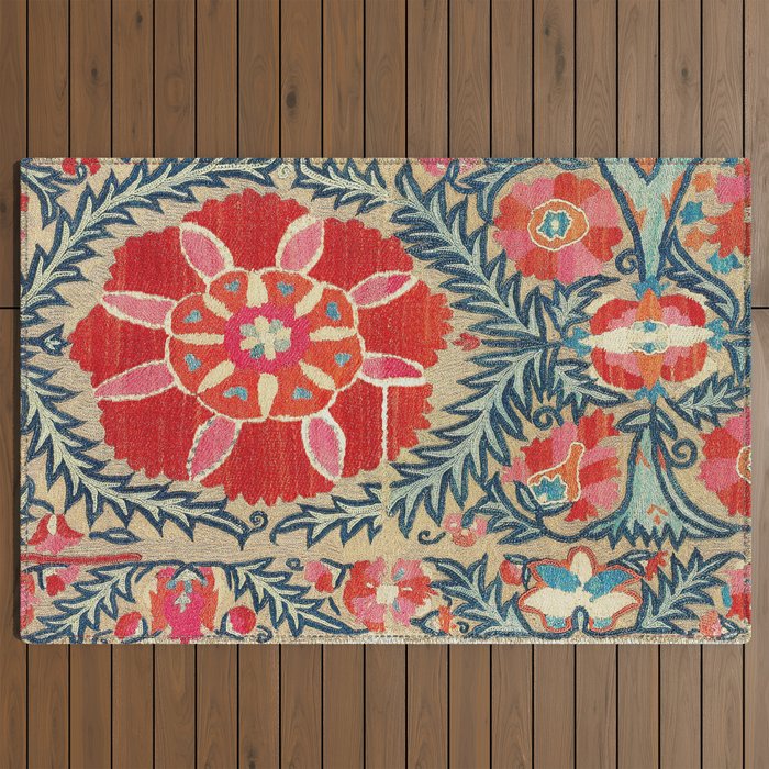 18th Century Suzani Fragment Print Outdoor Rug