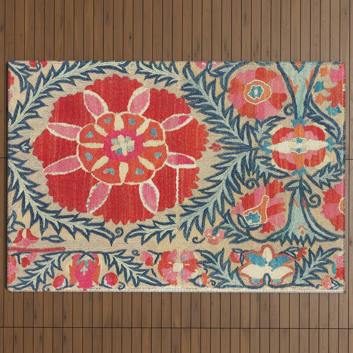 18th Century Suzani Fragment Print Outdoor Rug