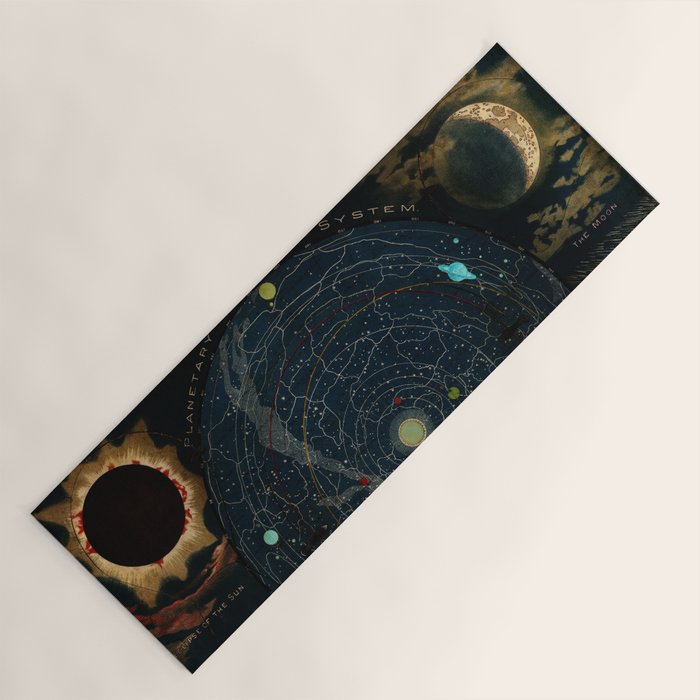 "Planetary System, Eclipse of the Sun, the Moon, the Zodiacal Light, Meteoric Shower" by Levi Walter Yaggi, 1887 Yoga Mat