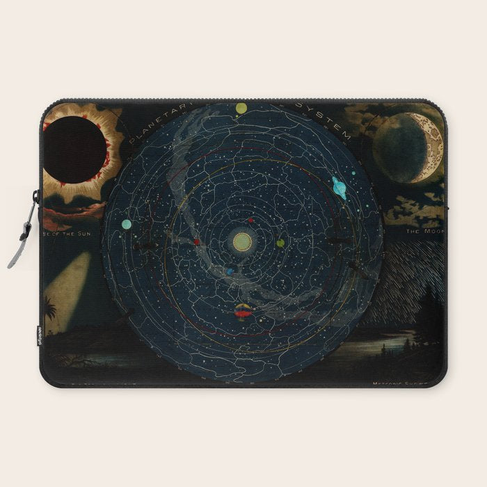 "Planetary System, Eclipse of the Sun, the Moon, the Zodiacal Light, Meteoric Shower" by Levi Walter Yaggi, 1887 Laptop Sleeve