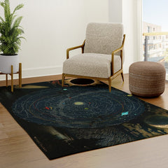 "Planetary System, Eclipse of the Sun, the Moon, the Zodiacal Light, Meteoric Shower" by Levi Walter Yaggi, 1887 Rug