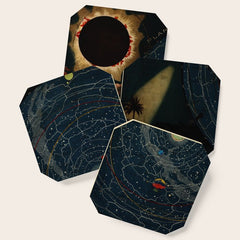 "Planetary System, Eclipse of the Sun, the Moon, the Zodiacal Light, Meteoric Shower" by Levi Walter Yaggi, 1887 Coaster
