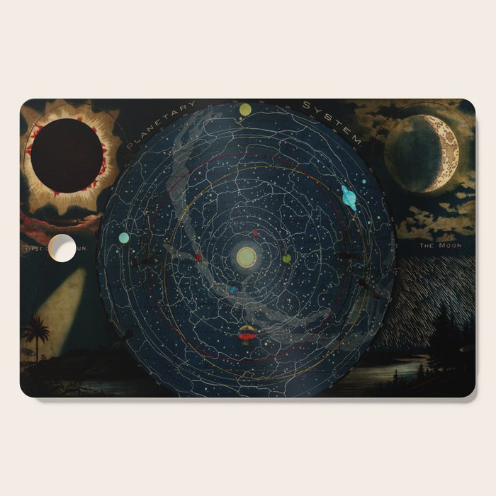 "Planetary System, Eclipse of the Sun, the Moon, the Zodiacal Light, Meteoric Shower" by Levi Walter Yaggi, 1887 Cutting Board