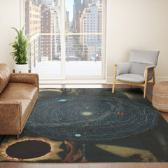 "Planetary System, Eclipse of the Sun, the Moon, the Zodiacal Light, Meteoric Shower" by Levi Walter Yaggi, 1887 Rug
