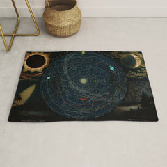 "Planetary System, Eclipse of the Sun, the Moon, the Zodiacal Light, Meteoric Shower" by Levi Walter Yaggi, 1887 Rug