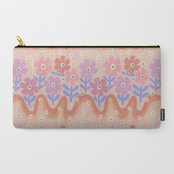 70s Retro Floral vibe Carry All Pouch