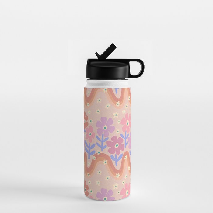 70s Retro Floral vibe Water Bottle